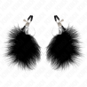 Kink - pinzas para pezones con pluma negro 7 cm - 2