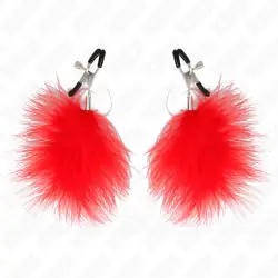 Kink - pinzas para pezones con pluma rojo 7 cm