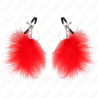 Kink - pinzas para pezones con pluma rojo 7 cm - 2