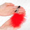 Kink - pinzas para pezones con pluma rojo 7 cm - 3