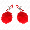 Kink - pinzas para pezones con pompón rojo 6 cm - 2