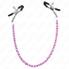 Pinzas Kink con cadena violeta sobre fondo blanco, de frente
