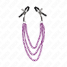 Pinzas Kink con triple cadena violeta sobre fondo blanco