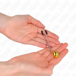 Kink - pinzas para pezones fina con cascabel dorado 7 cm