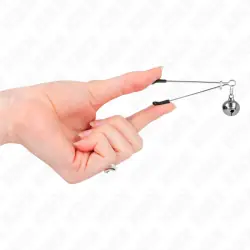 Kink - pinzas para pezones fina con cascabel plateado 7 cm