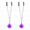 Pinzas Kink finas con cascabel violeta, par de pinzas de frente
