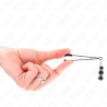 Kink - pinzas para pezones plateada fina con triple bola de vidrio negro 7 cm - 2
