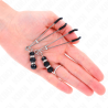 Kink - pinzas para pezones plateada fina con triple bola de vidrio negro 7 cm - 3