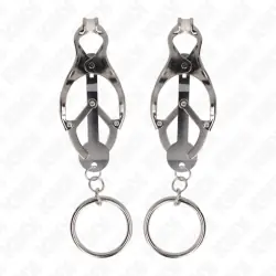 Kink - pinzas para pezones estilo japonés con aros plateado