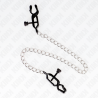 Kink - pinzas para pezones planas negro con cadena plateado 30 cm - 2
