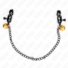 Kink - pinzas para pezones planas negro con cascabel y cadena plateado 30 cm - 2