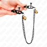 Kink - pinzas para pezones planas negro con cascabel y cadena plateado 30 cm - 4
