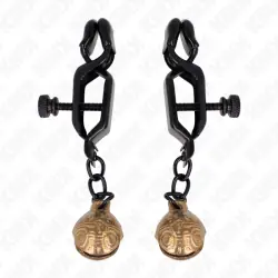 Kink - pinzas para pezones planas negro con cascabel 7 cm