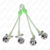 Kink - pinzas para pezones luminosas forma calabera con cascabel sonoro ajustable verde / plateado - 2