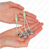 Kink - pinzas para pezones luminosas forma calabera con cascabel sonoro ajustable verde / plateado - 3