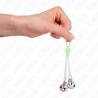 Kink - pinzas para pezones luminosas forma calabera con cascabel sonoro ajustable verde / plateado - 4
