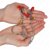 Kink - pinzas para pezones y clítoris rojas con cascabel dorado y cadena 30 cm - 2