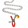 Kink - pinzas para pezones y clítoris rojas con cascabel dorado y cadena 30 cm - 4
