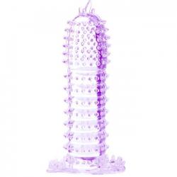 Funda para pene con puntos estimulantes morado 14 cm