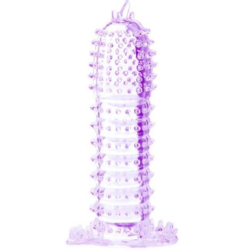 Funda para pene con puntos estimulantes morado 14 cm