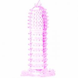 Funda para pene con puntos estimulantes rosa 14 cm