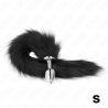 Plug anal Kink talla S con cola negra, de frente con la cola recogida