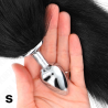 Plug anal Kink talla S con cola negra, sostenido en la palma de la mano