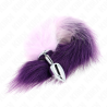 Plug anal Kink talla S con cola violeta, en ángulo con la cola extendida
