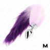Plug anal Kink talla M con cola violeta, de frente con la cola hacia arriba