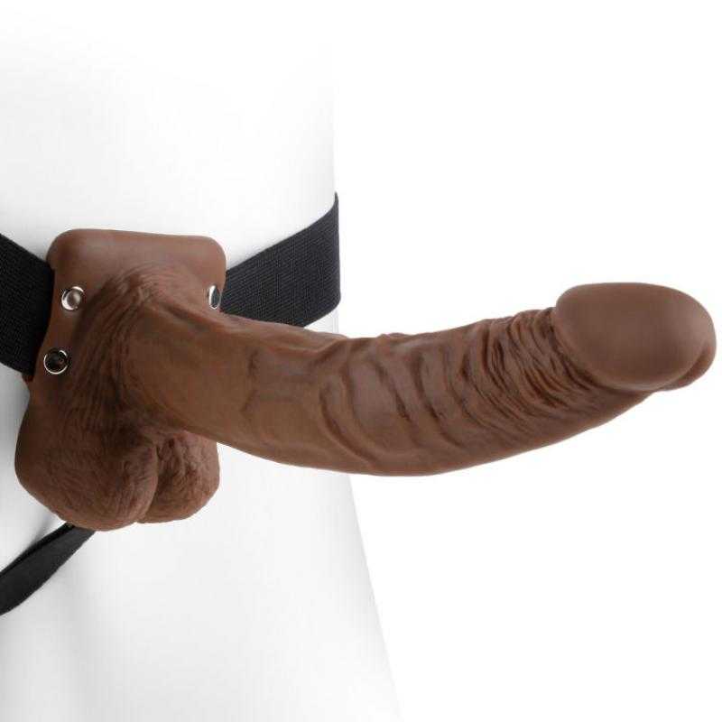 Fetish fantasy series 9" arnes con testiculos hueco man 22.9 cm marron