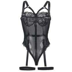 Subblime - teddy con liguero detalle tiras pecho negro s/m