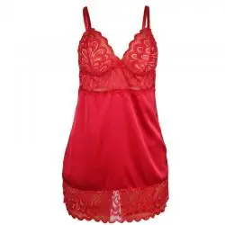 Subblime - babydoll satinado con encaje rojo - - 4