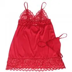 Subblime - babydoll satinado con encaje rojo - - 6