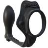 Rock Hard Ass-Gasm negro con anillo, plug y relieve en la tira