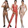 Bodystocking Passion Eco BS009 en negro, rojo y blanco