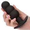 Calexotics - rock bottom plug anal con cuentas 10 vibraciones silicona negro - 6