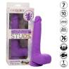 Rechargeable Gyrating & Thrusting Silicone Studs violeta junto a su caja