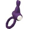 Anillo vibrador Armony Ms Bunny morado, en ángulo con el anillo a la izquierda