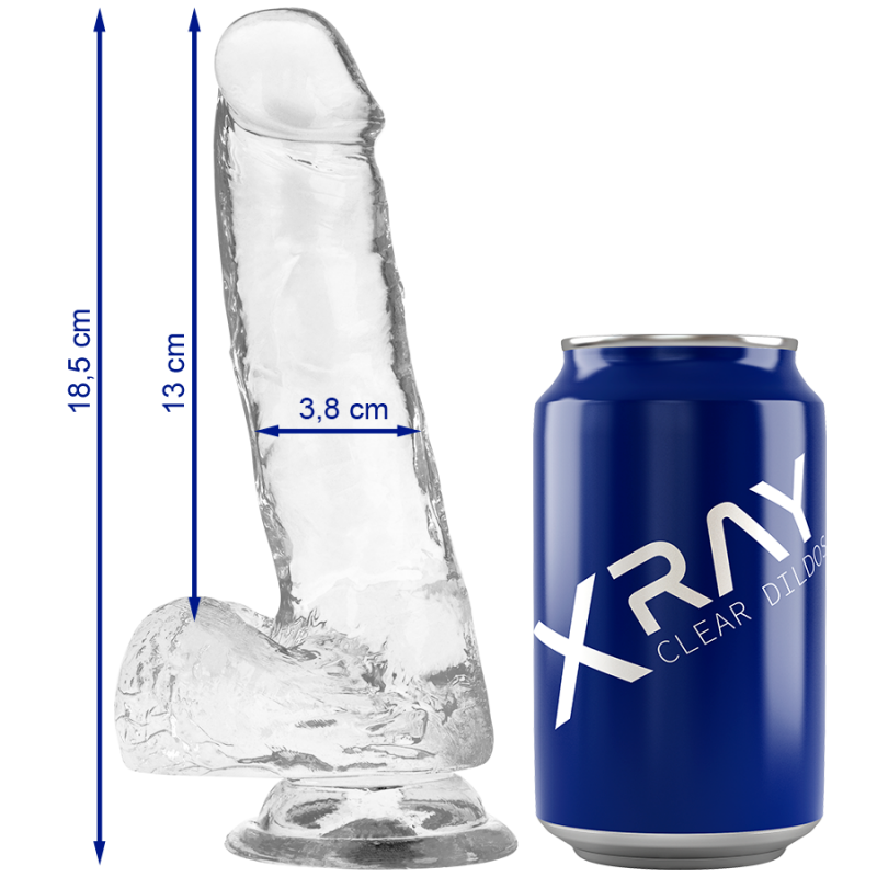 Xray clear dildo realista transparente 18.5cm x 3.8cm