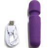 Minimasajeador Armony YourMagic morado y su cable de carga