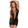 Minivestido de Rejilla Negro con Celosía Subblime, de frente con el brazo en alto