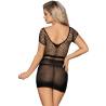 Minivestido de Rejilla Negro Manga Corta Subblime, de espaldas