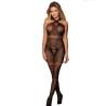 Bodystocking negro con tiras cruzadas al cuello Subblime, de frente