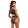 Subblime - h3499 bodystocking conjunto de rejilla con brillantes negro talla única - 2