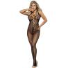 Bodystocking negro Subblime con escote de tiras, de frente