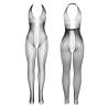 Bodystocking Espalda Abierta Negro Subblime, la prenda sola, de frente y de espaldas