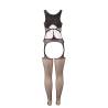 Subblime - 951900 bodystocking crotchless de rejilla con copa y hombros abiertos negro talla única - 4