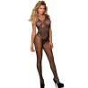 Bodystocking Floral Negro Abierto Subblime, de frente