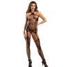 Bodystocking Halter Rejilla Grande Subblime, de frente con la mano en la cadera