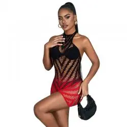 Subblime - 952242 bodystocking de rejilla elstico degradado rojo y negro talla única Subblime - 952242 bodystocking de rejilla elstico degradado rojo y negro talla única